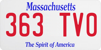 MA license plate 363TV0