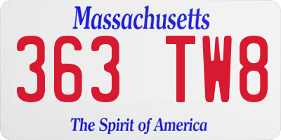 MA license plate 363TW8