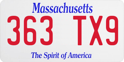 MA license plate 363TX9