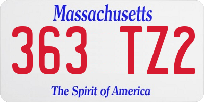 MA license plate 363TZ2