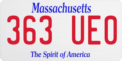 MA license plate 363UE0