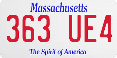 MA license plate 363UE4