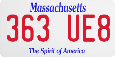 MA license plate 363UE8