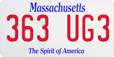 MA license plate 363UG3
