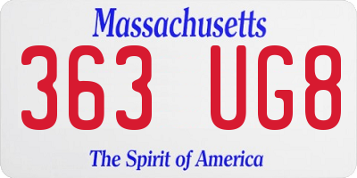 MA license plate 363UG8