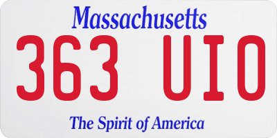 MA license plate 363UI0