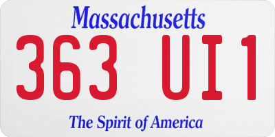MA license plate 363UI1