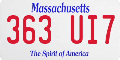MA license plate 363UI7