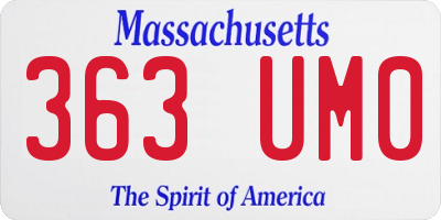 MA license plate 363UM0