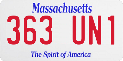 MA license plate 363UN1