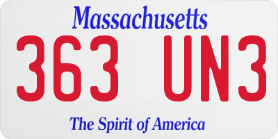 MA license plate 363UN3