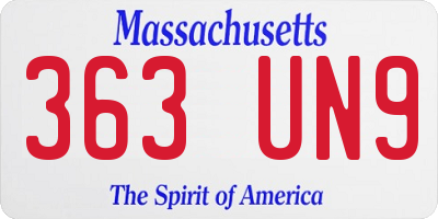 MA license plate 363UN9