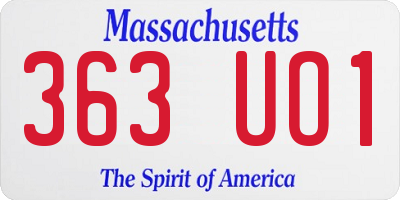 MA license plate 363UO1