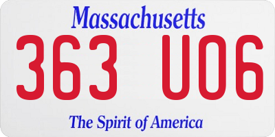 MA license plate 363UO6