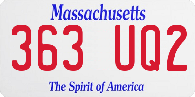 MA license plate 363UQ2