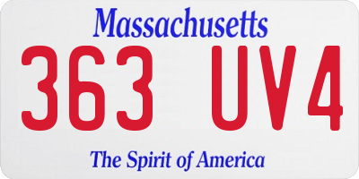 MA license plate 363UV4