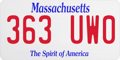 MA license plate 363UW0