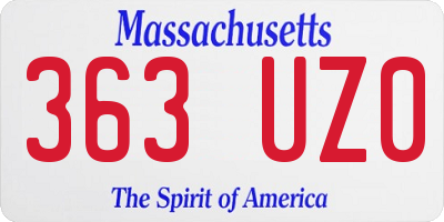 MA license plate 363UZ0