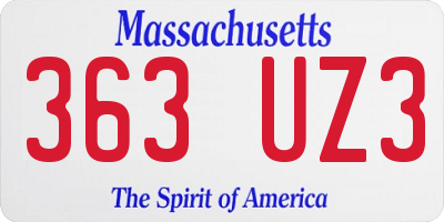 MA license plate 363UZ3