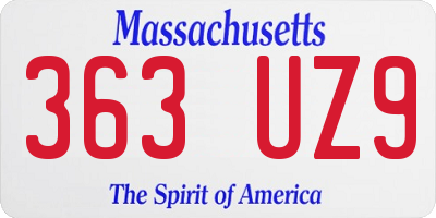 MA license plate 363UZ9
