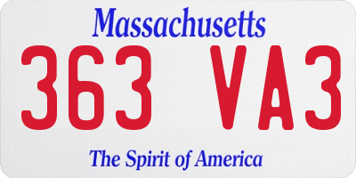 MA license plate 363VA3