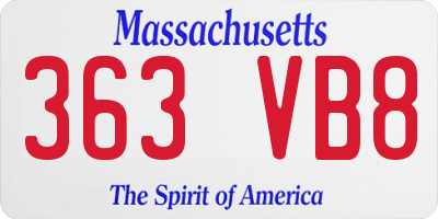 MA license plate 363VB8