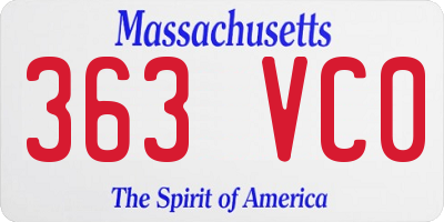 MA license plate 363VC0