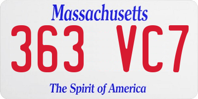 MA license plate 363VC7