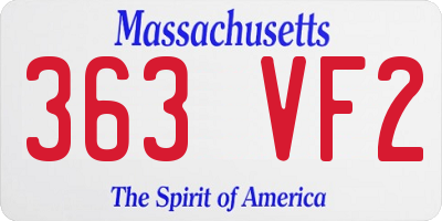 MA license plate 363VF2