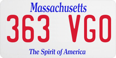 MA license plate 363VG0