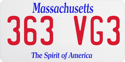 MA license plate 363VG3
