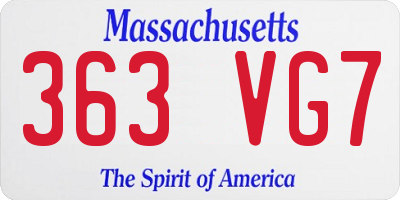 MA license plate 363VG7