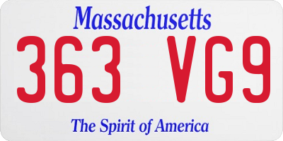MA license plate 363VG9