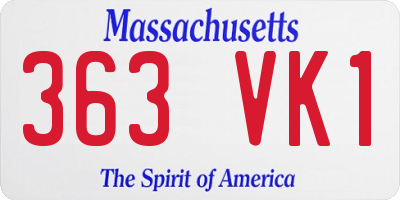 MA license plate 363VK1