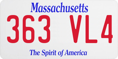 MA license plate 363VL4