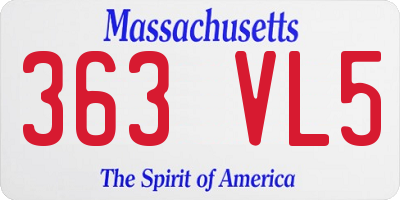 MA license plate 363VL5