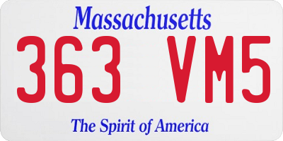 MA license plate 363VM5