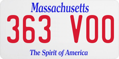 MA license plate 363VO0