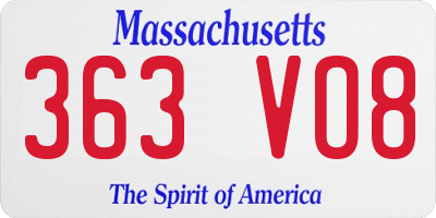 MA license plate 363VO8