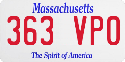 MA license plate 363VP0