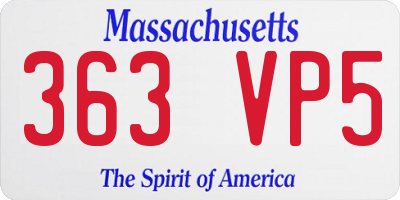 MA license plate 363VP5
