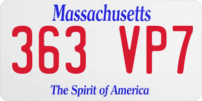 MA license plate 363VP7