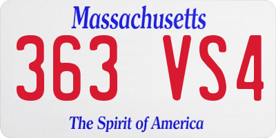 MA license plate 363VS4