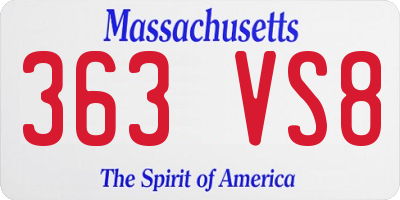 MA license plate 363VS8