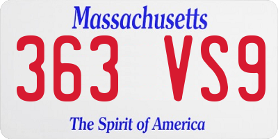 MA license plate 363VS9