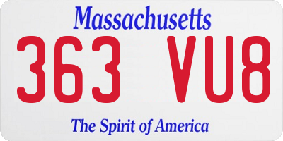 MA license plate 363VU8