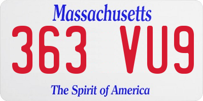 MA license plate 363VU9