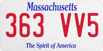MA license plate 363VV5