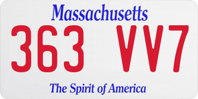 MA license plate 363VV7