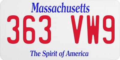MA license plate 363VW9